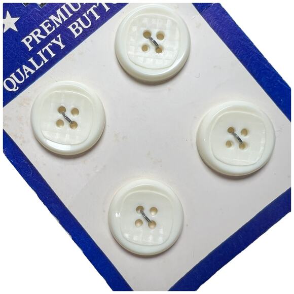 Vintage Ivory Geometric Textured Buttons Premium Quality Set 4pc - Picture 4 of 4